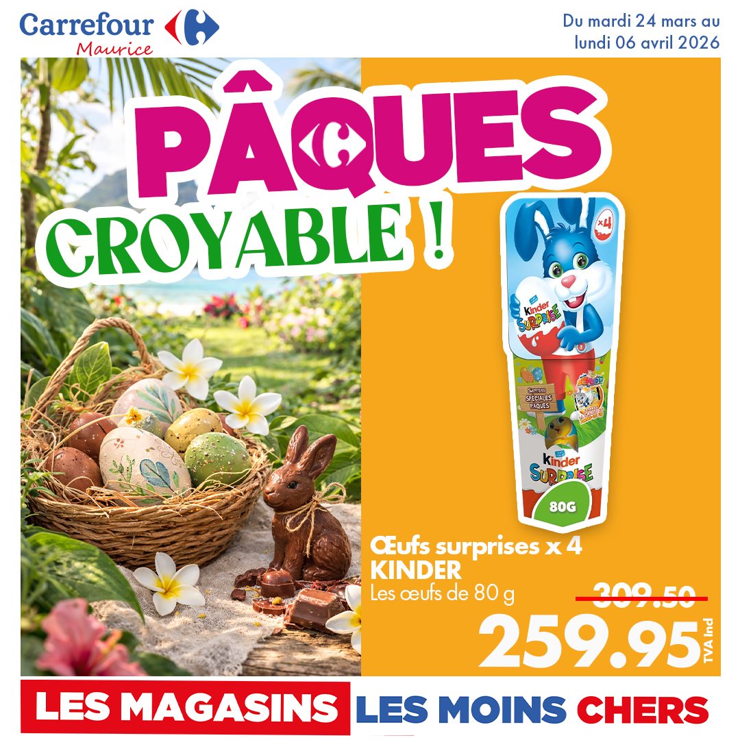Carrefour Maurice Facebook ad: Quand les magasins les moins chers célèbrent Pâques…