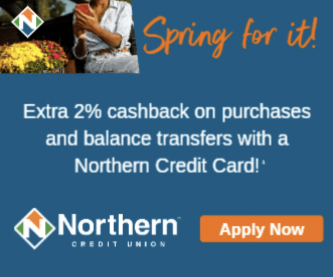 Northern Credit Union Facebook ad: Extra 2% Cashback + 0% Intro APR!