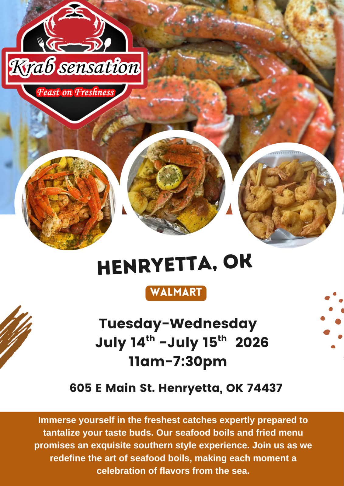 The Krab Sensation & Seafood on the Go. Facebook ad