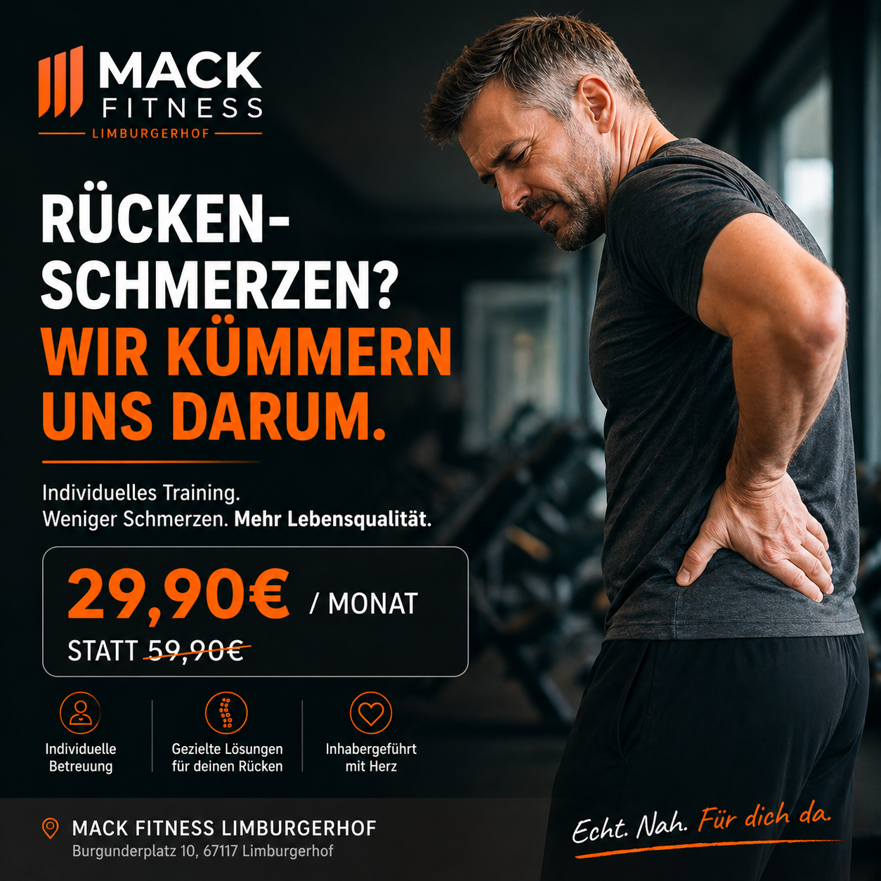 Mack Fitness Facebook ad: 29,90 € statt 59,90 €