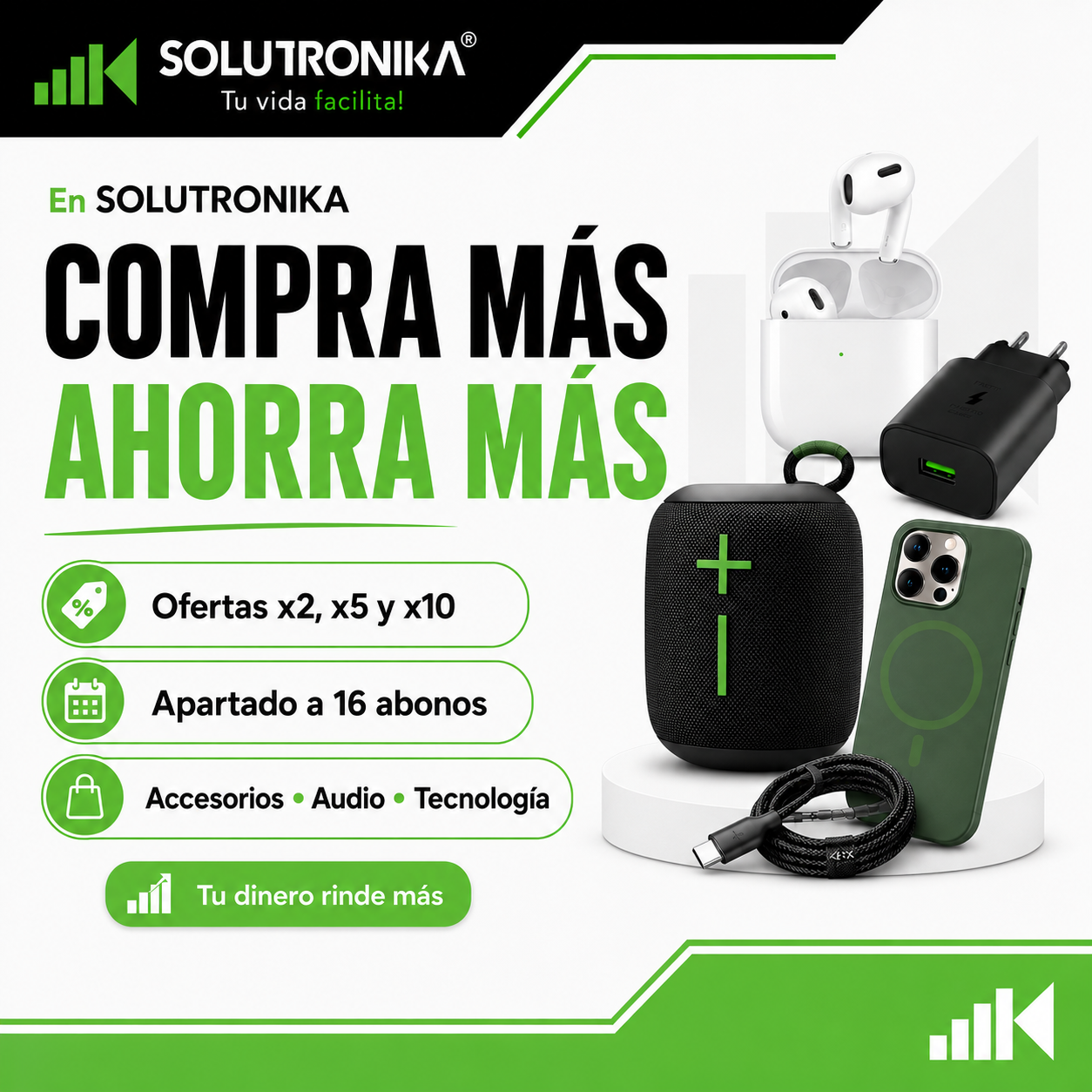 Solutronika Tu vida facilita Facebook ad: En SOLUTRONIKA tu dinero rinde más