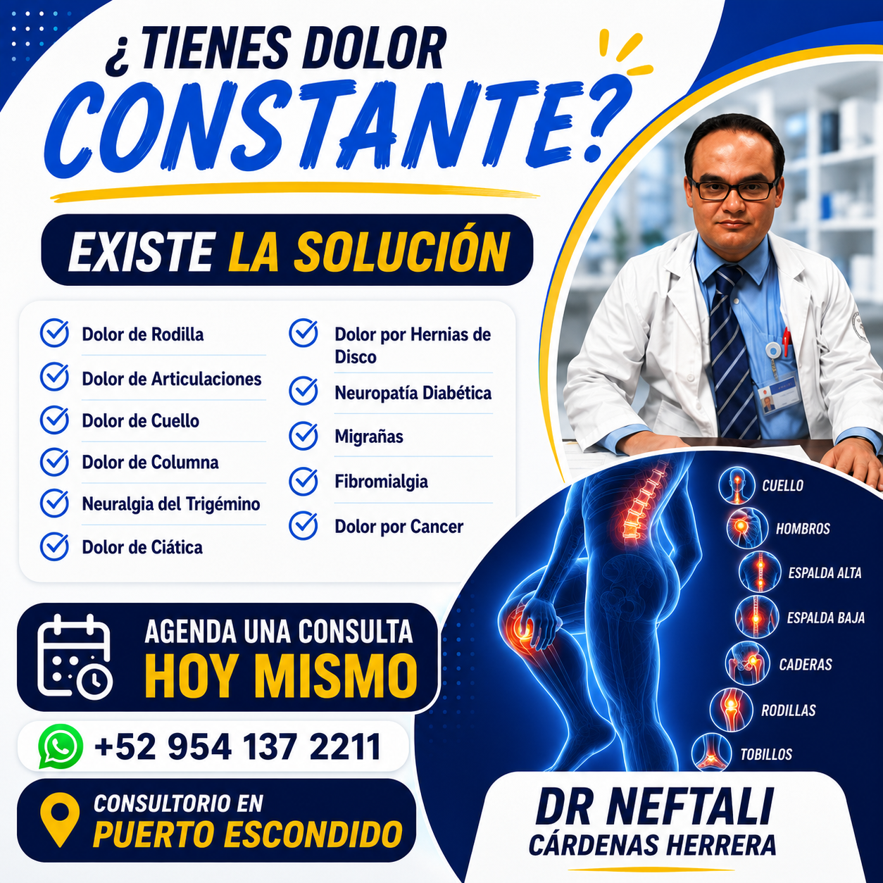 Dr Neftali Cárdenas Herrera Facebook ad: Agenda tu consulta y despídete del dolor que no te deja…