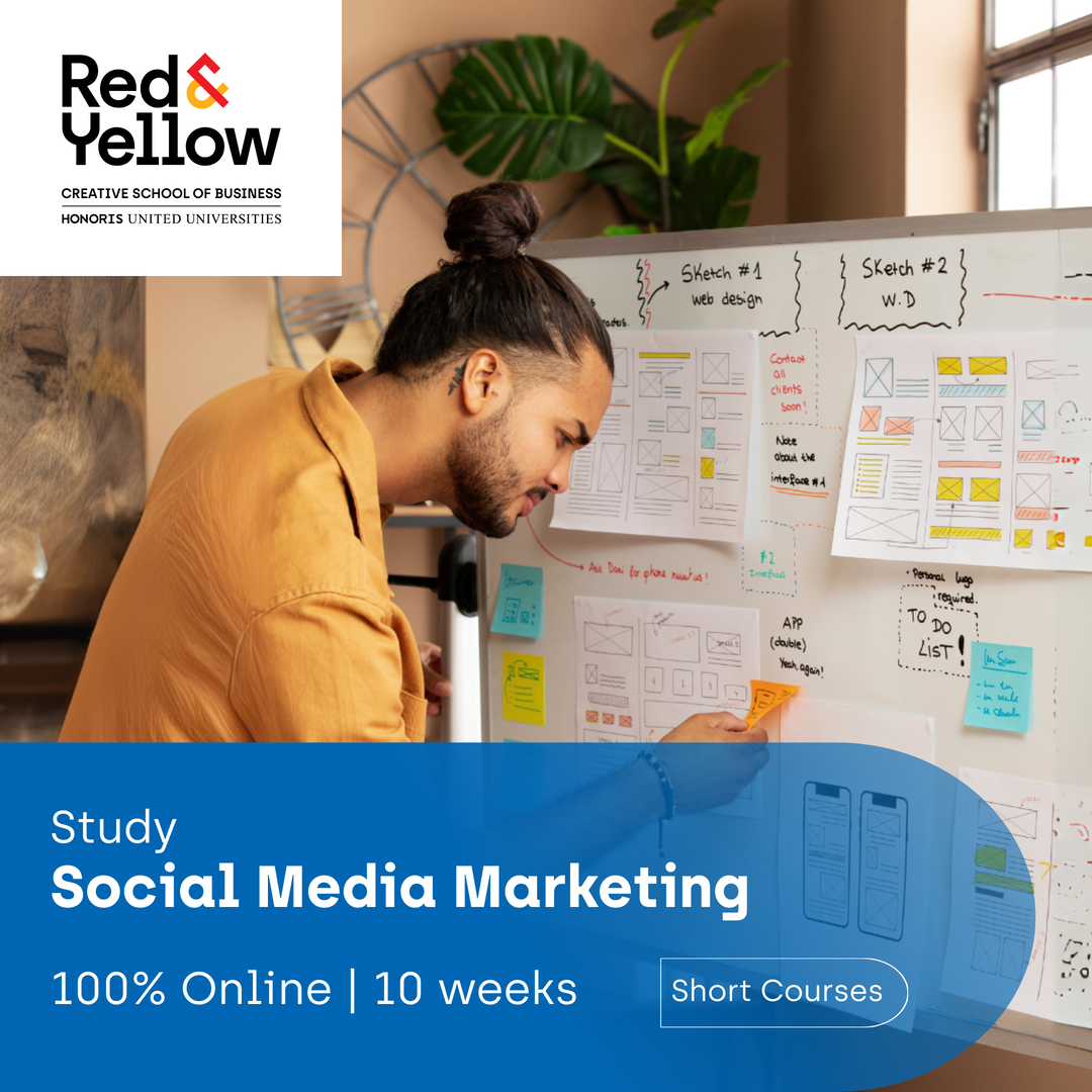 Red & Yellow School Facebook ad: Study Social Media Marketing