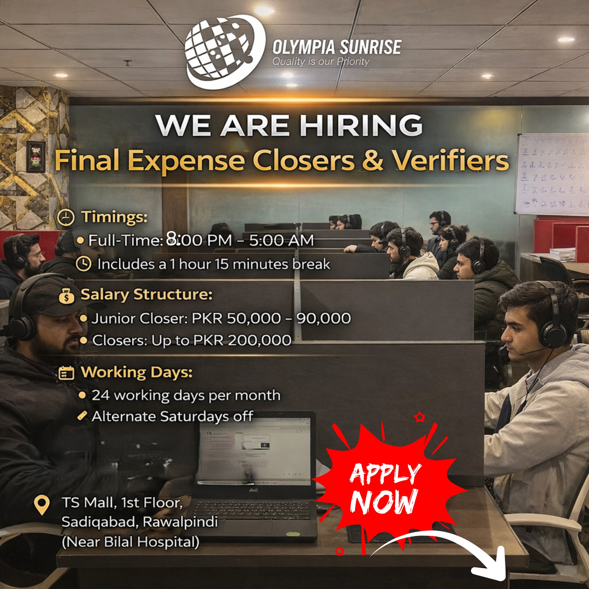 Olympia Sunrise Trading Facebook ad: Job Application Form