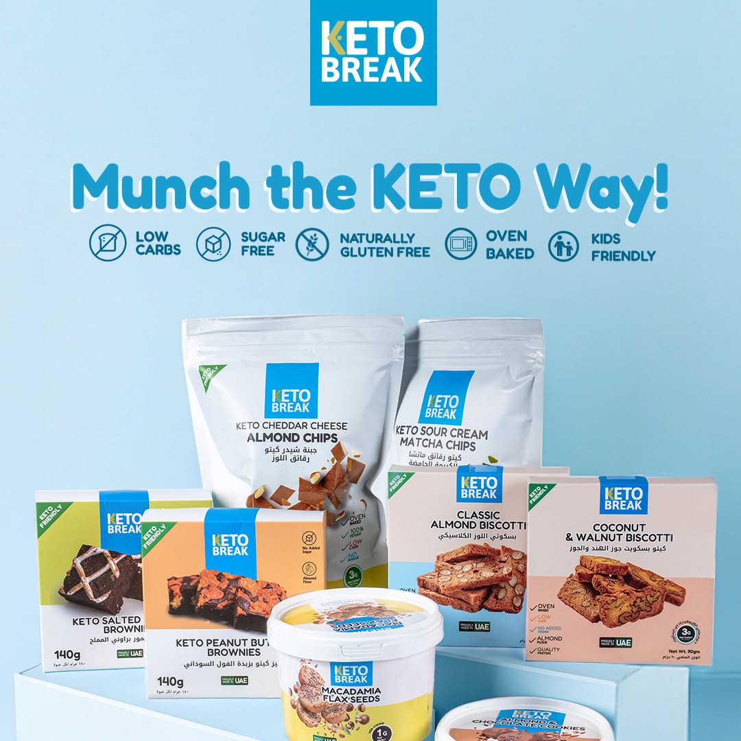 Keto Break Facebook ad: Grab your low-carb, high-protein, sugar-free Keto Break…
