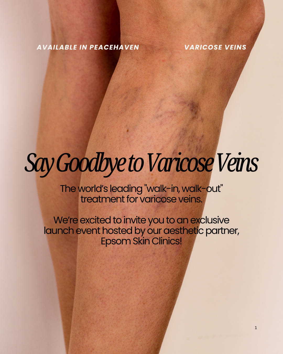 Epsom Skin Clinics Peacehaven Facebook ad: Do your legs ache, feel heavy or look…