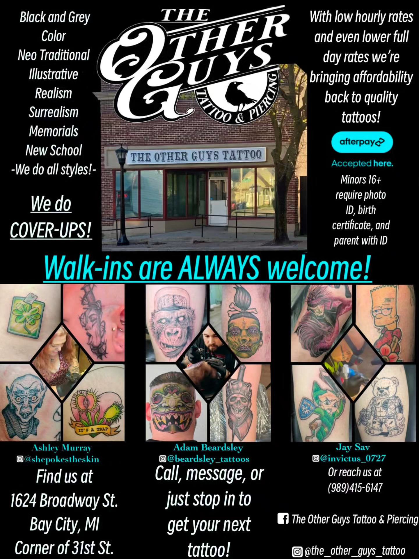 The Other Guys Tattoo & Piercing Facebook ad: Hey everybody, your local Bay City tattoo and…