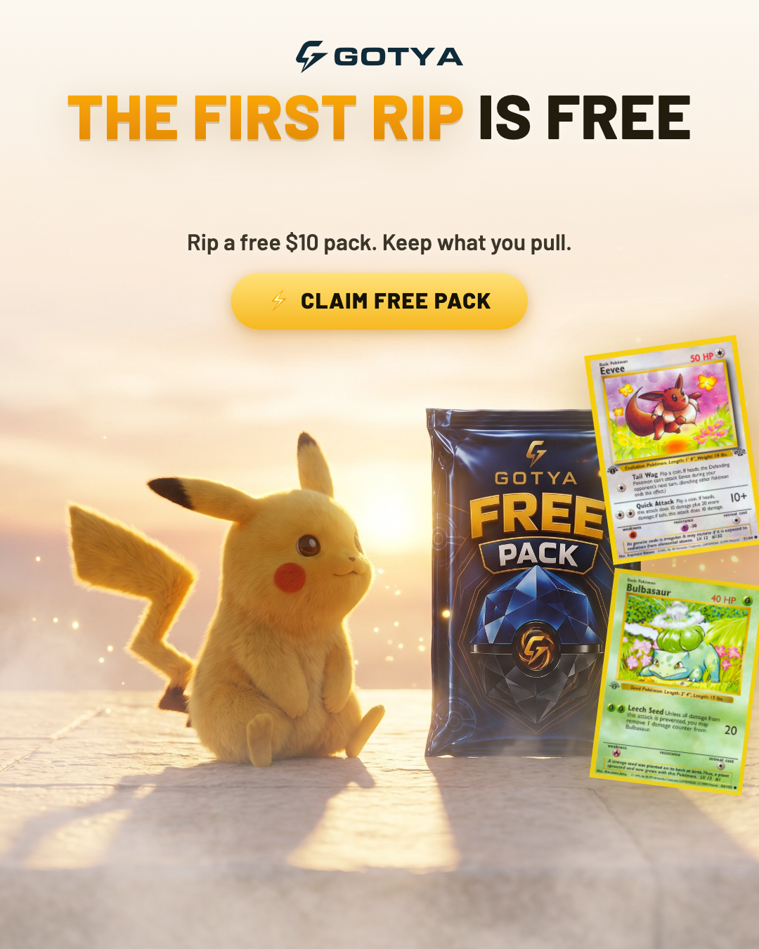 Gotya.com Facebook ad: Rip Your First Pack Free