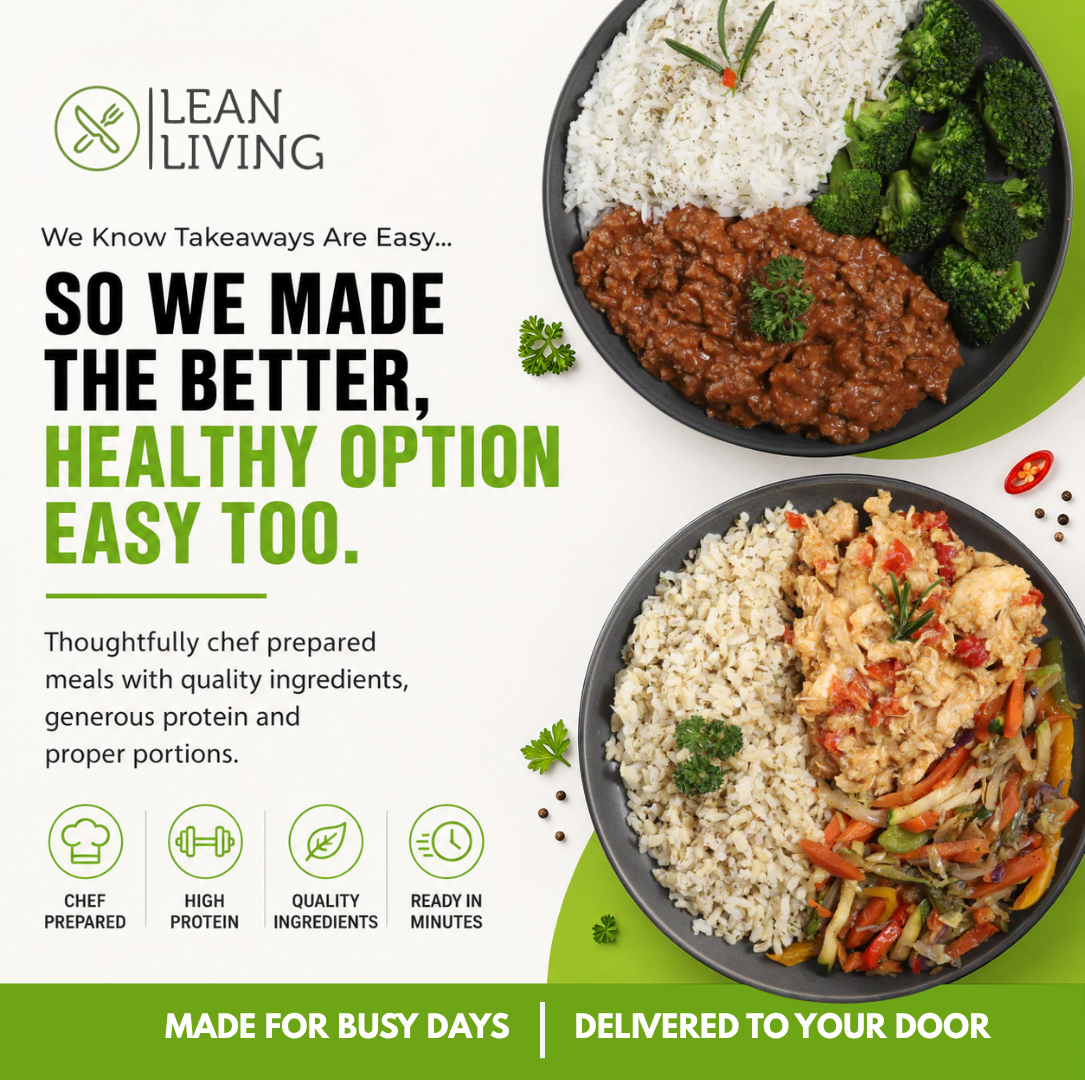 Lean Living Foods Facebook ad: Heat. Eat. Done.