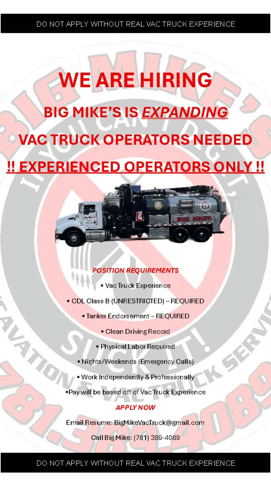 Big Mike's Excavation and Vac Truck Services LLC Facebook ad: BIG MIKE’S IS EXPANDING