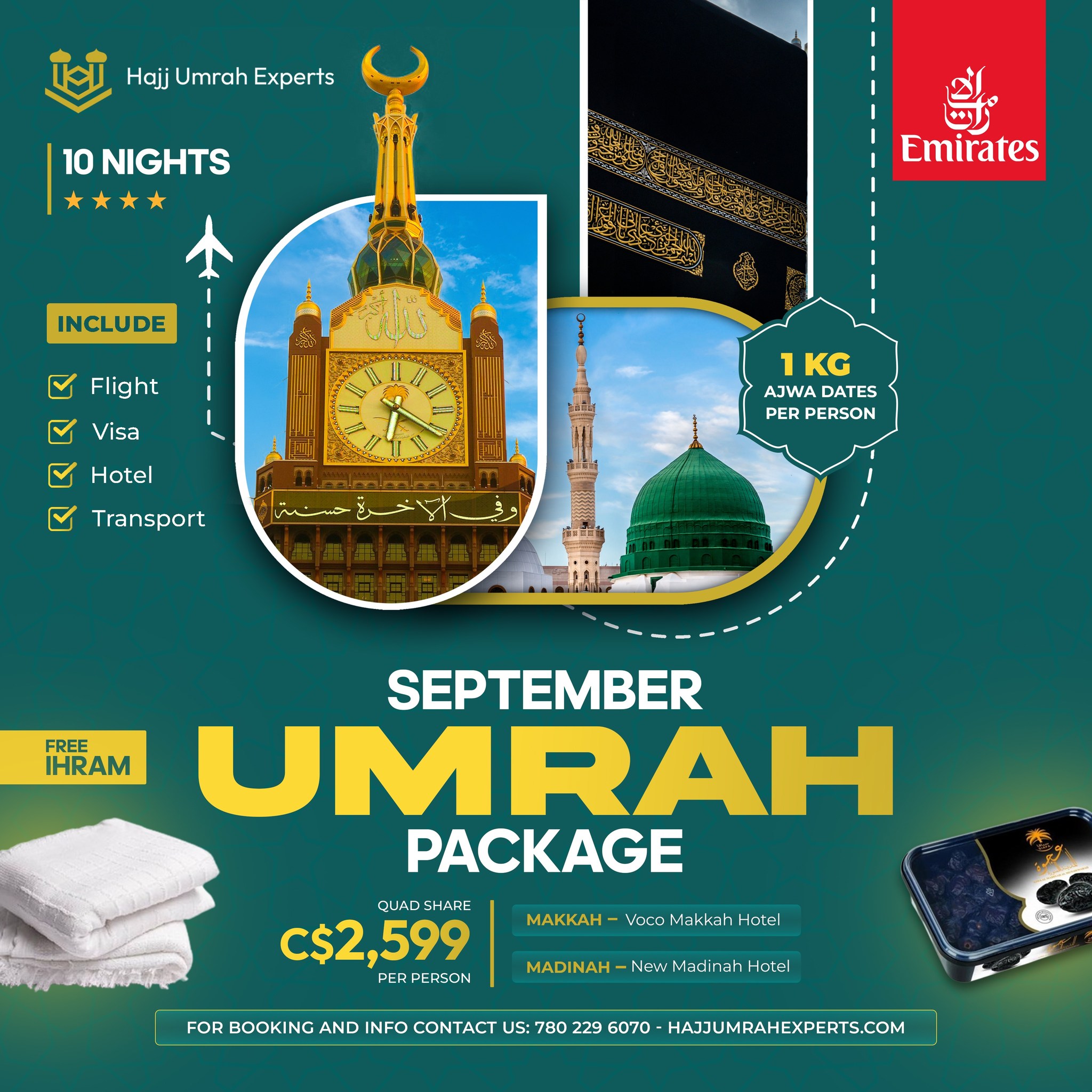 Hajj Umrah Experts Facebook ad: (๐
๐ซ๐๐ ๐๐ก๐ซ๐๐ฆ + ๐ ๐๐ ๐๐ฃ๐ฐ๐ ๐๐๐ญ๐๐ฌ)โฆ