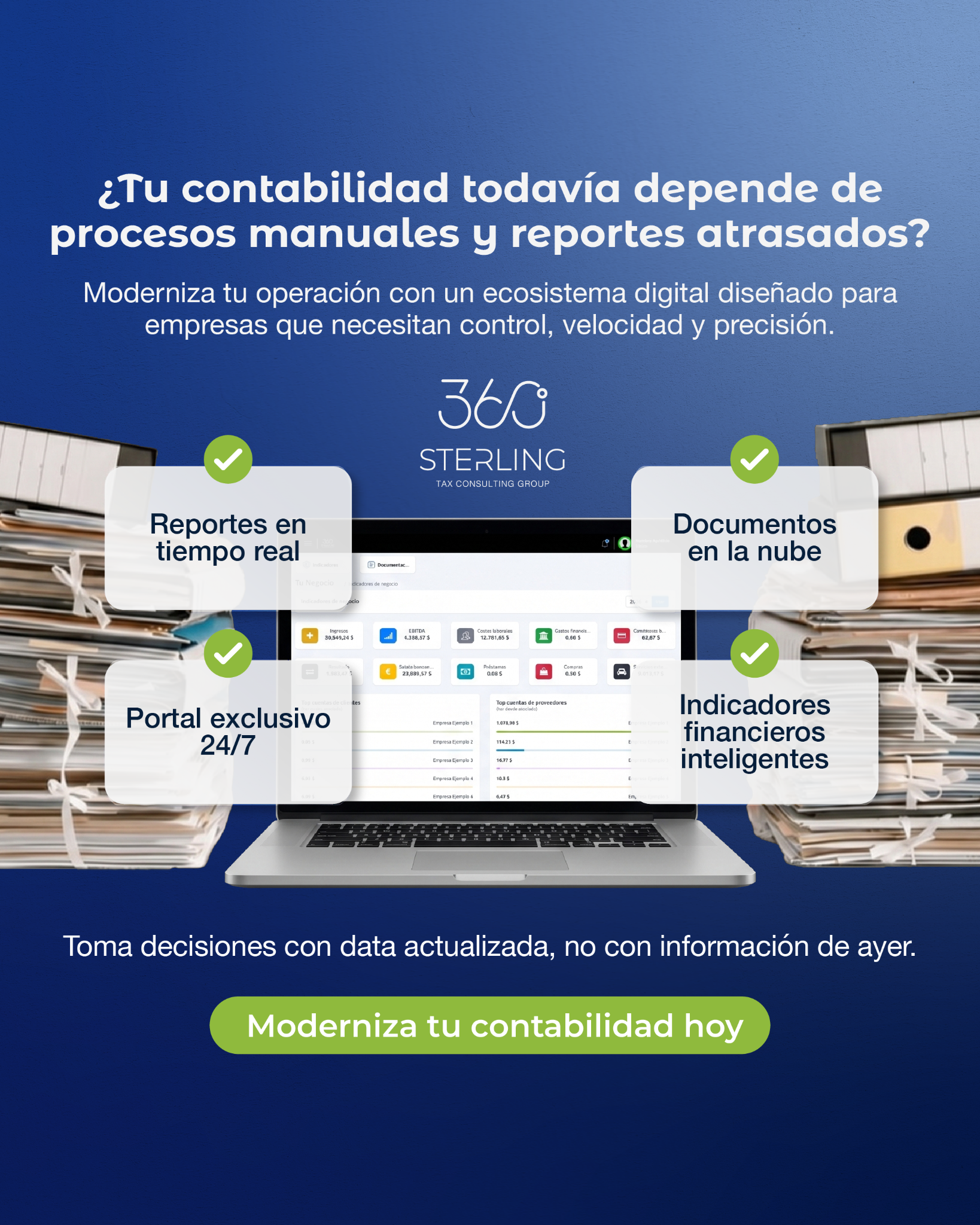 360 Sterling Tax Consulting Group Facebook ad: Moderniza tu contabilidad