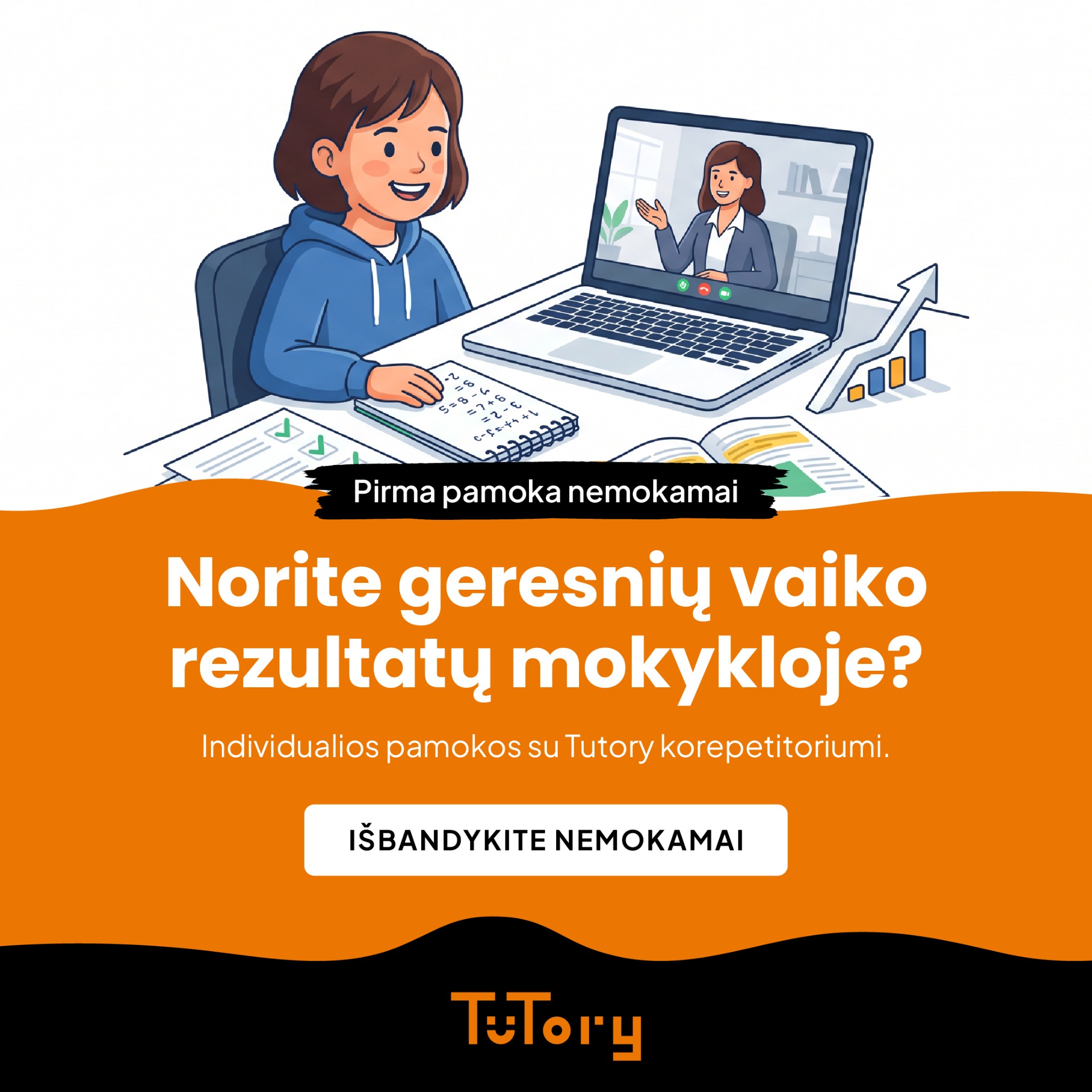 Tutory.lt Facebook ad: Korepetitoriai