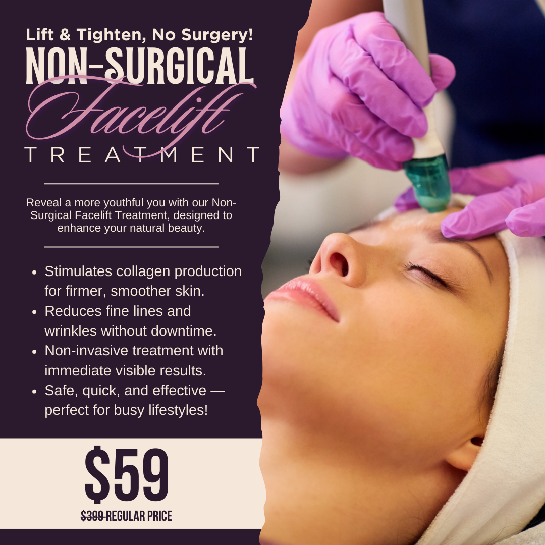 Mon Trésor Facebook ad: 85% OFF Non-Surgical Facelift Book Today!