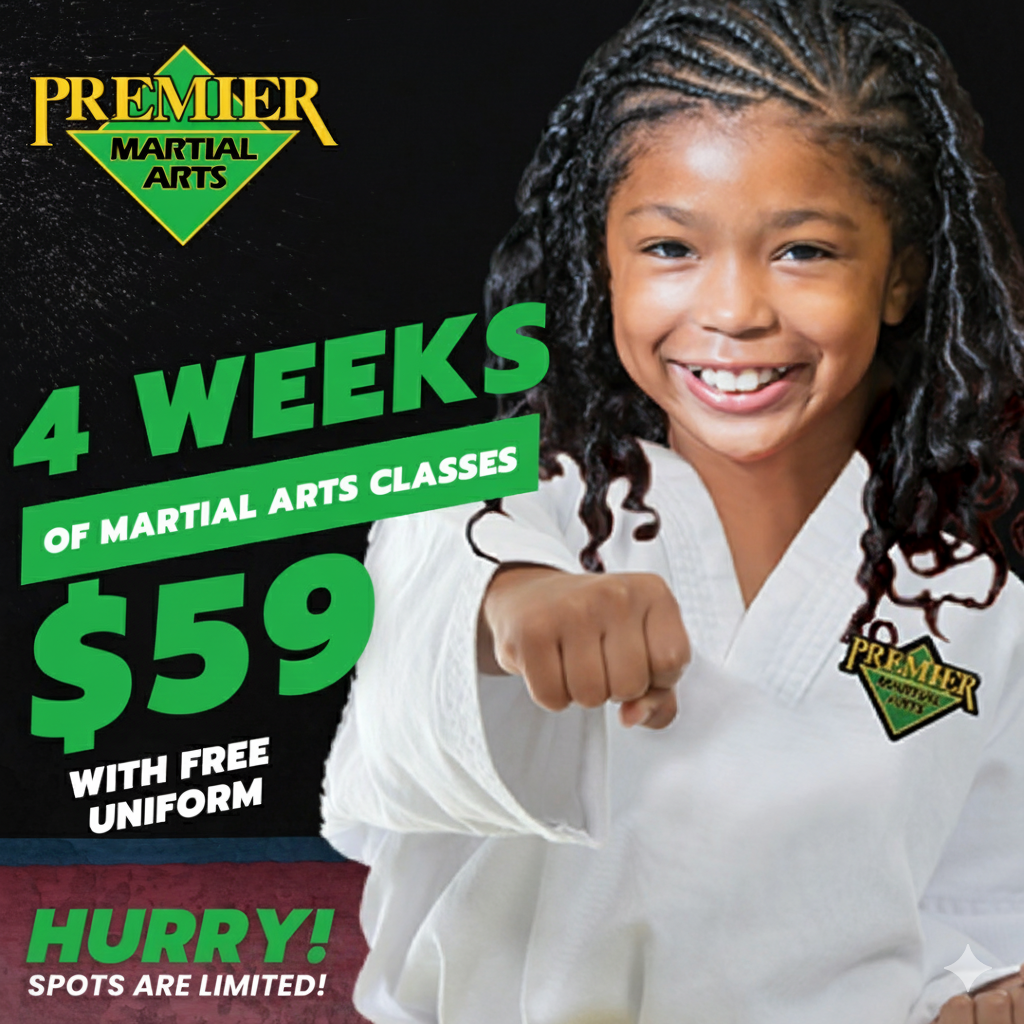 Premier Martial Arts Bear Facebook ad from Jan 3, 2026