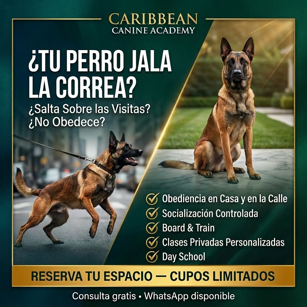 Caribbean Canine Academy - Pet Services Facebook ad: Tu perro jala la correa?