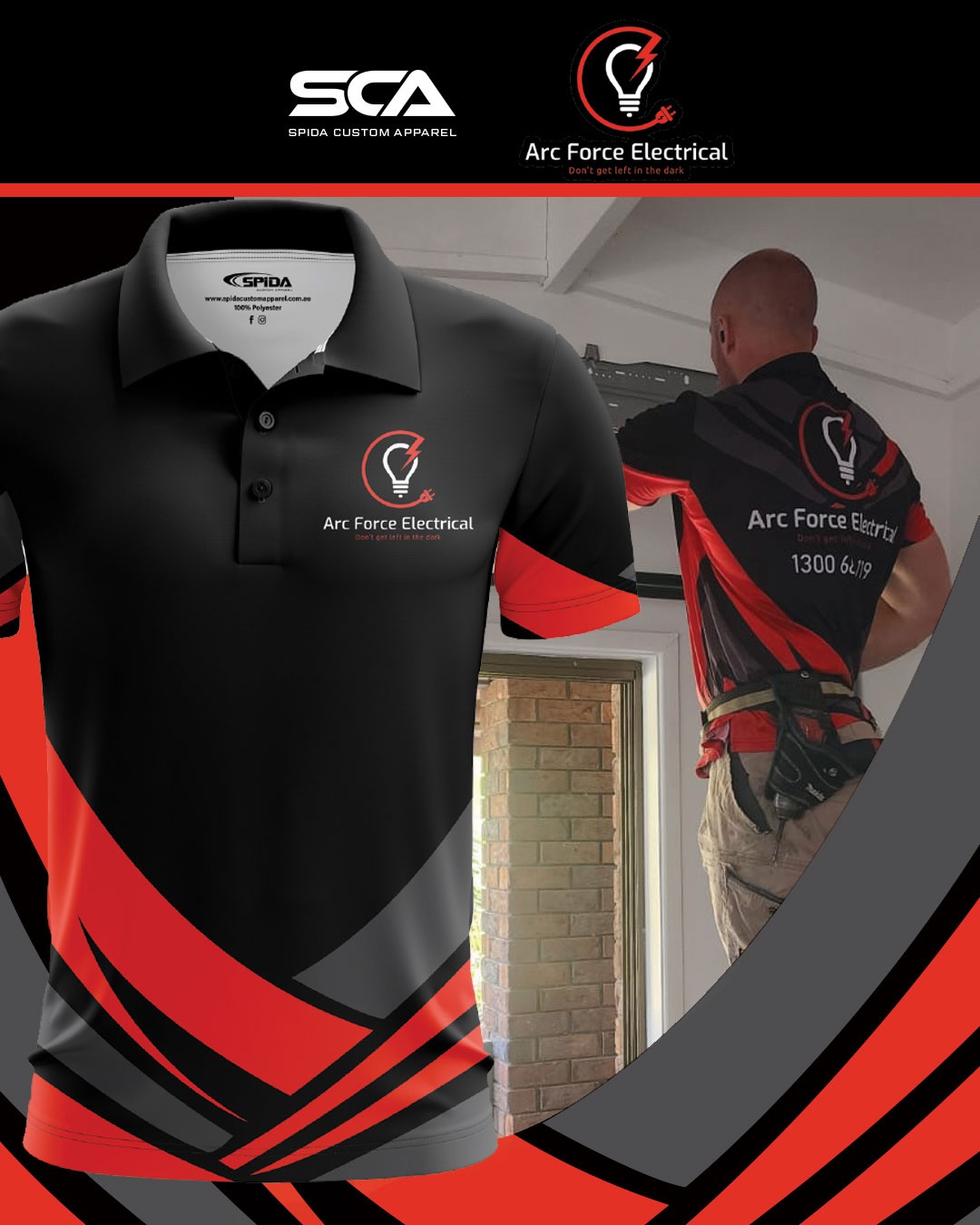 Spida Custom Apparel Facebook ad: Give your business a visual impact!