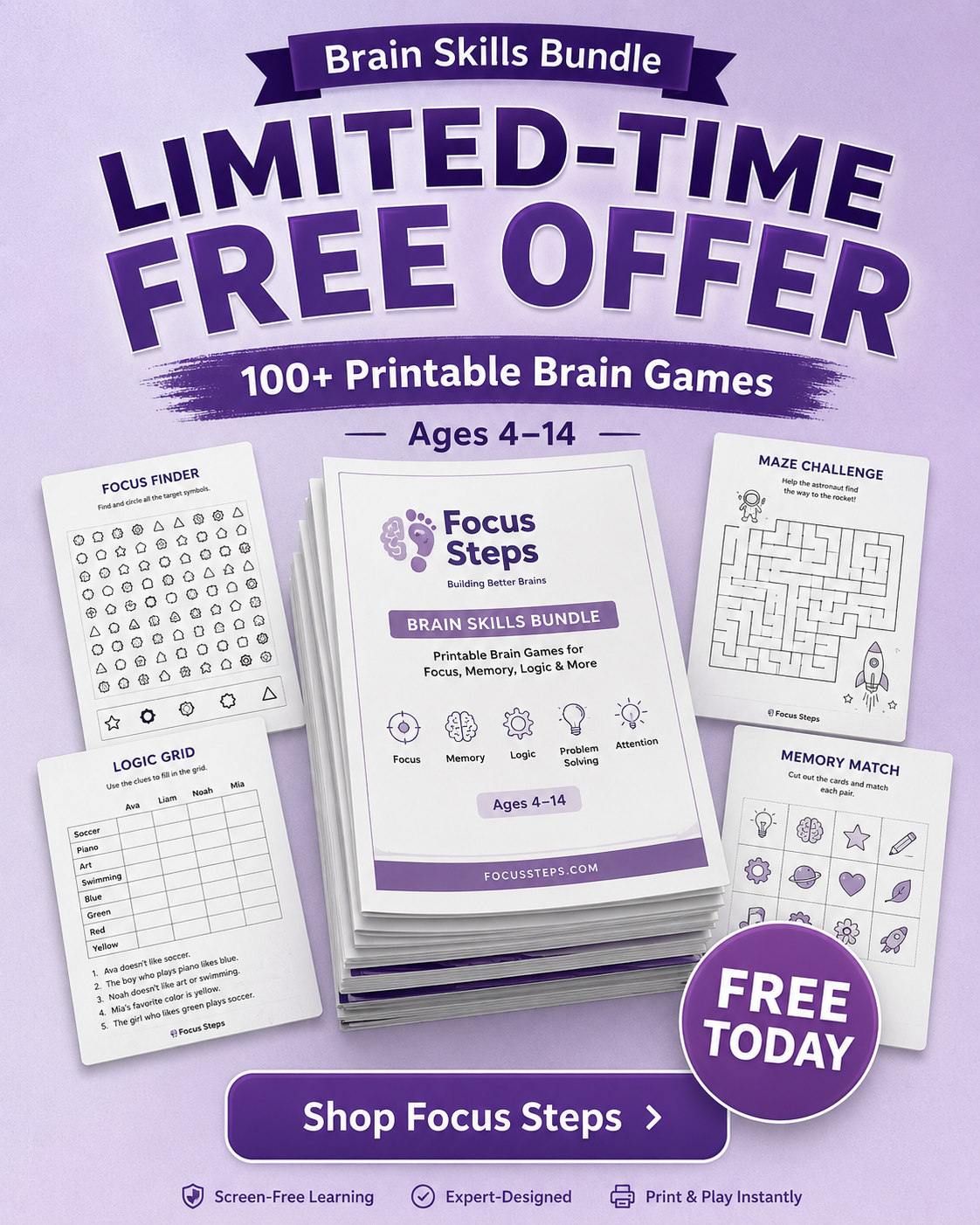 Focus Steps Facebook ad: Limited-Time Free Offer