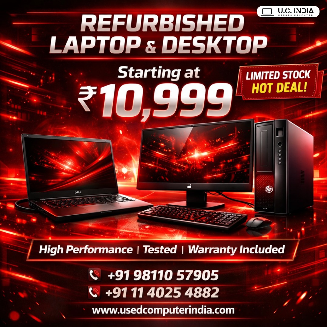 Used Computer India Facebook ad: Refurbished Branded Laptops & Desktops at Wholesale Prices!
