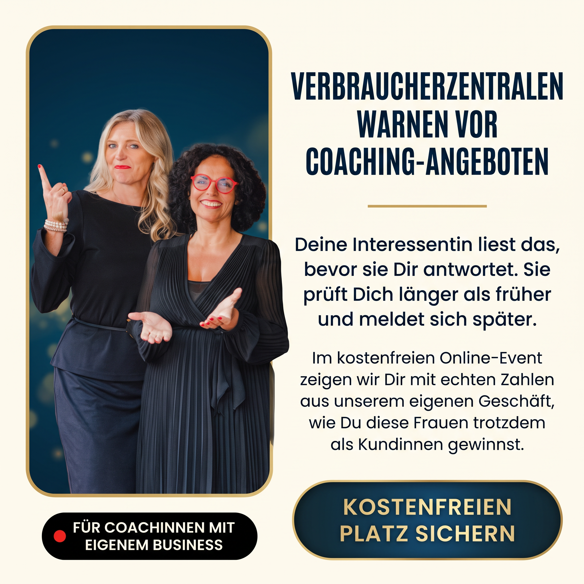 Susanne & Nicole Facebook ad: 10 Tage LIVE Coachingmarkt erobern. Starte hier…