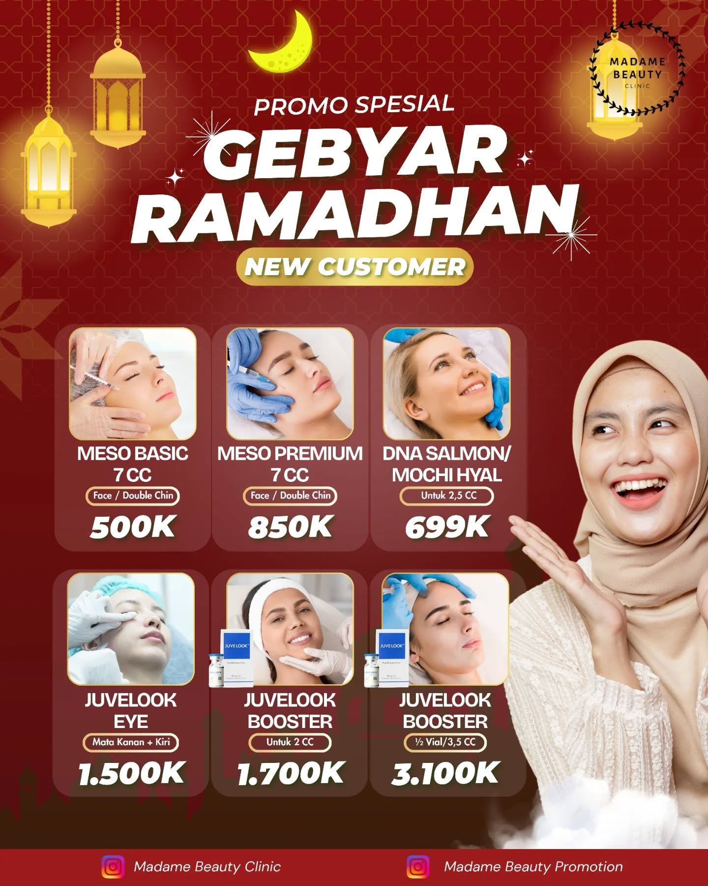 Madame Beauty Clinic Facebook ad: Khusus pasien baru, kalian bisa dapatkan penawaran harga…