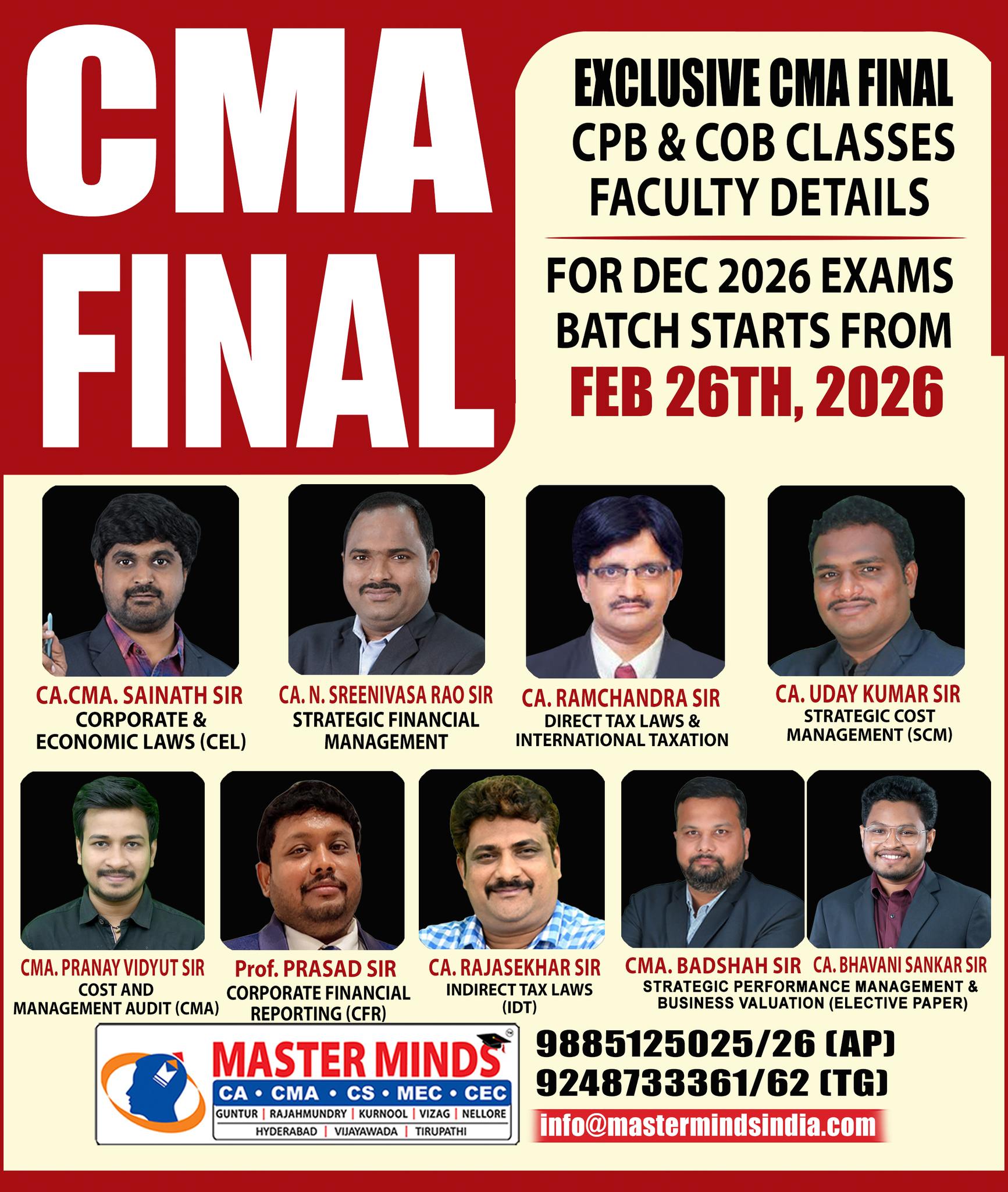 MASTERMINDS For CA Facebook ad: MASTERMINDS - BEST CA INTER REGULAR COACHING CLASSES