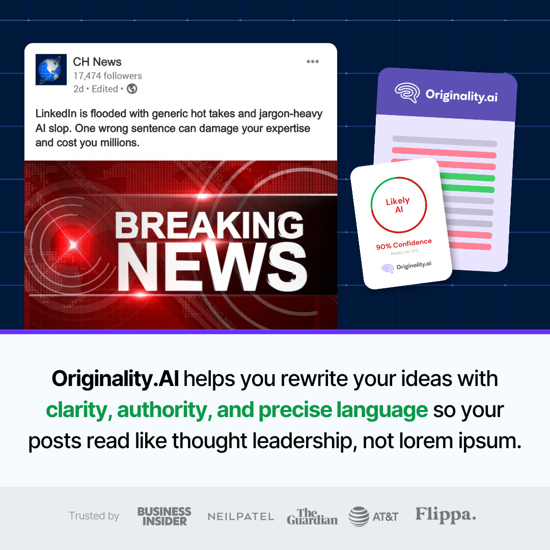 Originality.AI - AI Detection and Plagiarism Checking Facebook ad