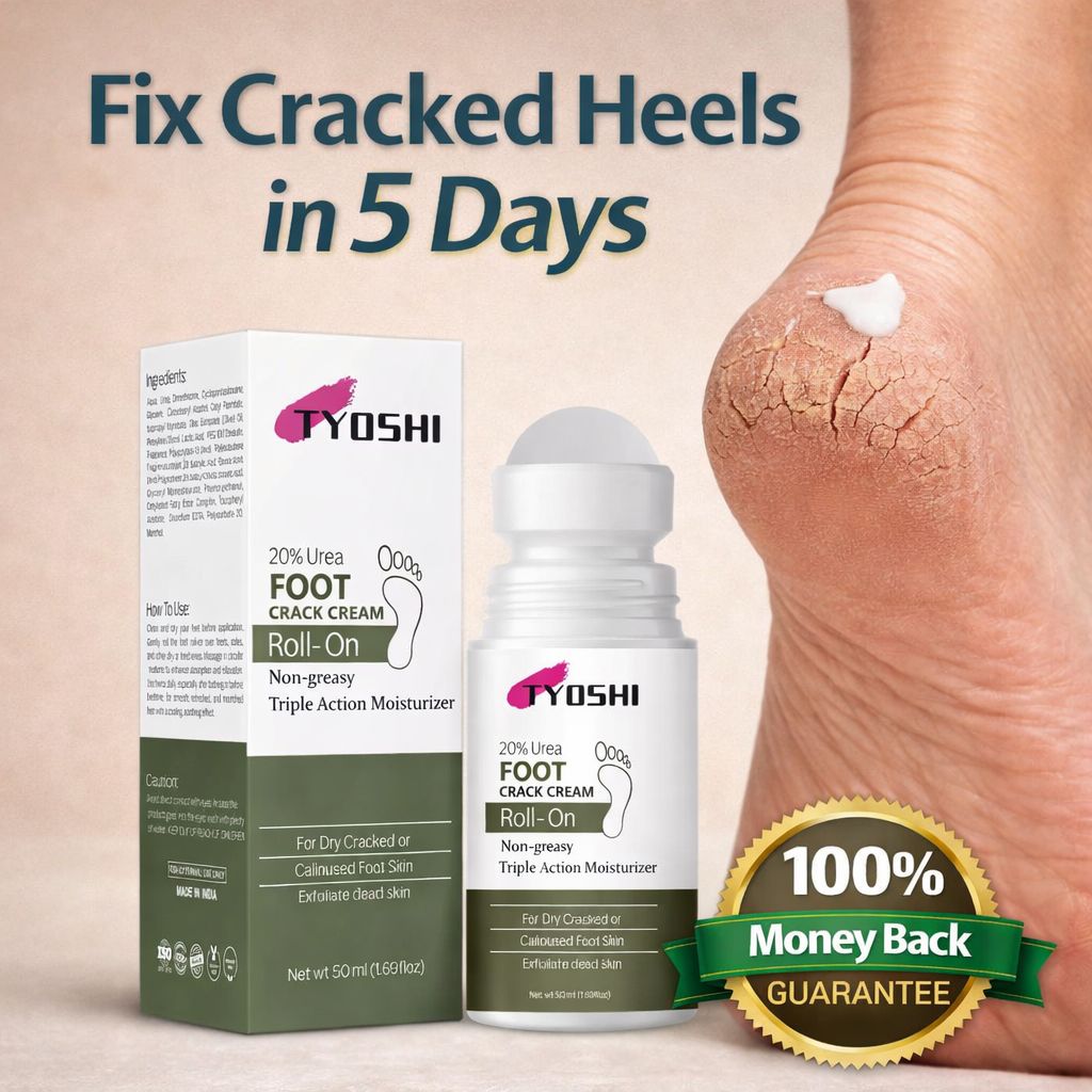 Tyoshi wellness Facebook ad: 5-Day Cracked Heel Repair - Or get 100% money back.