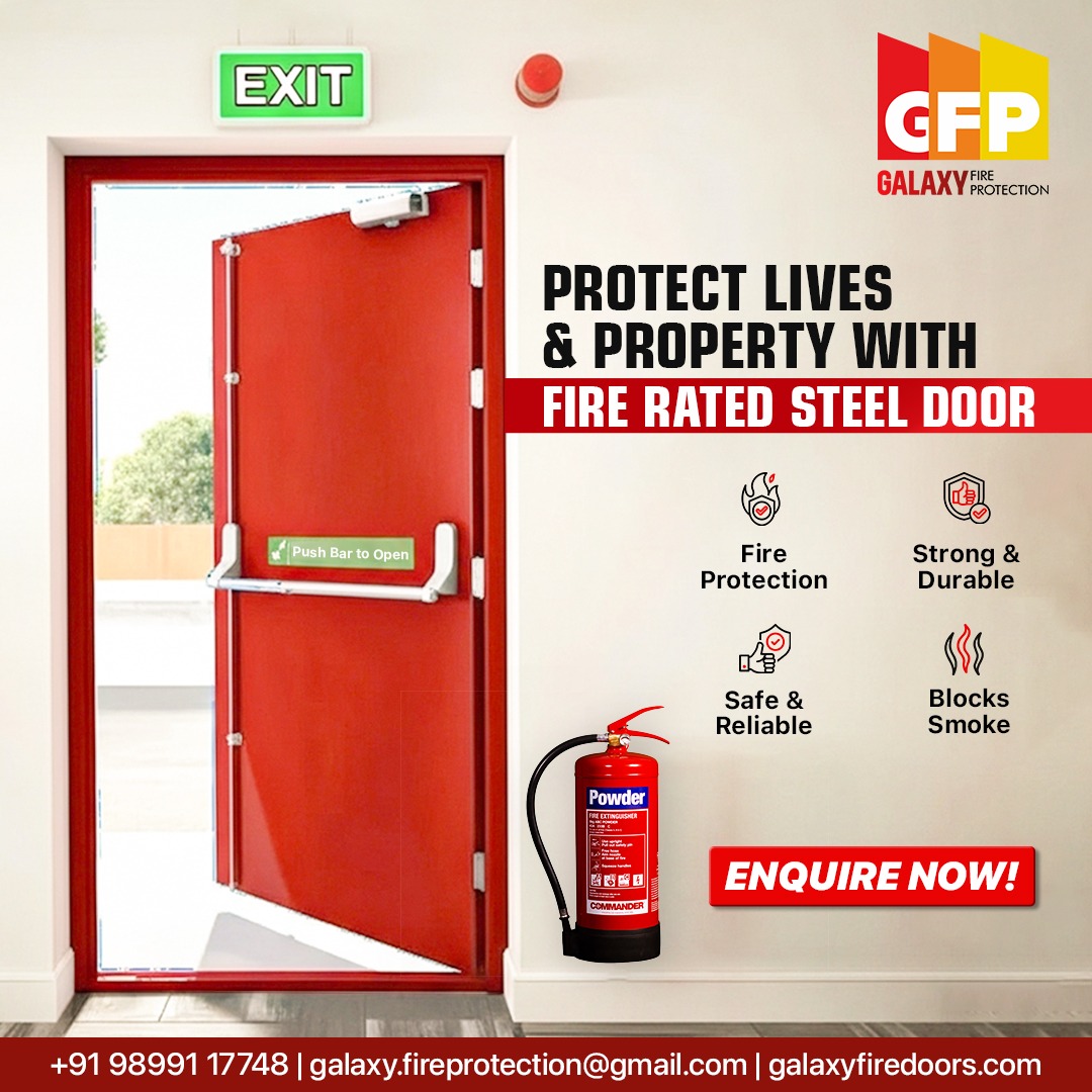 Galaxy Fire Protection Co Facebook ad: Fire Rated Steel Doors, Enquire Now