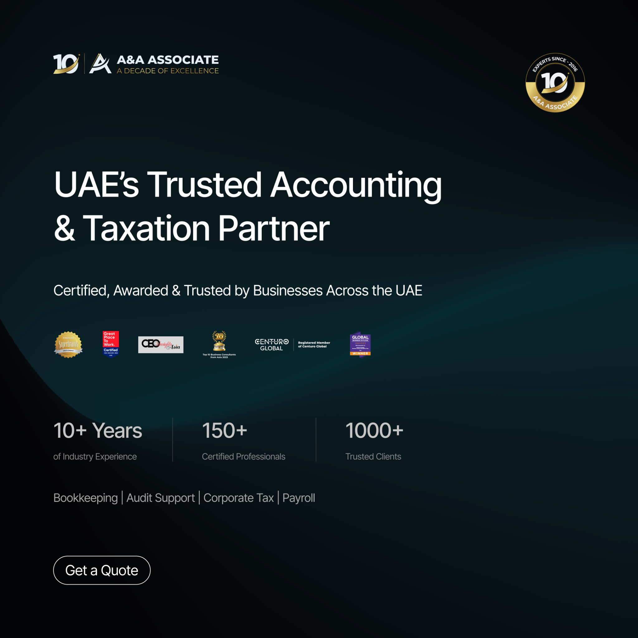 A A Consultancy Facebook ad: Expert Accounting Services in UAE
