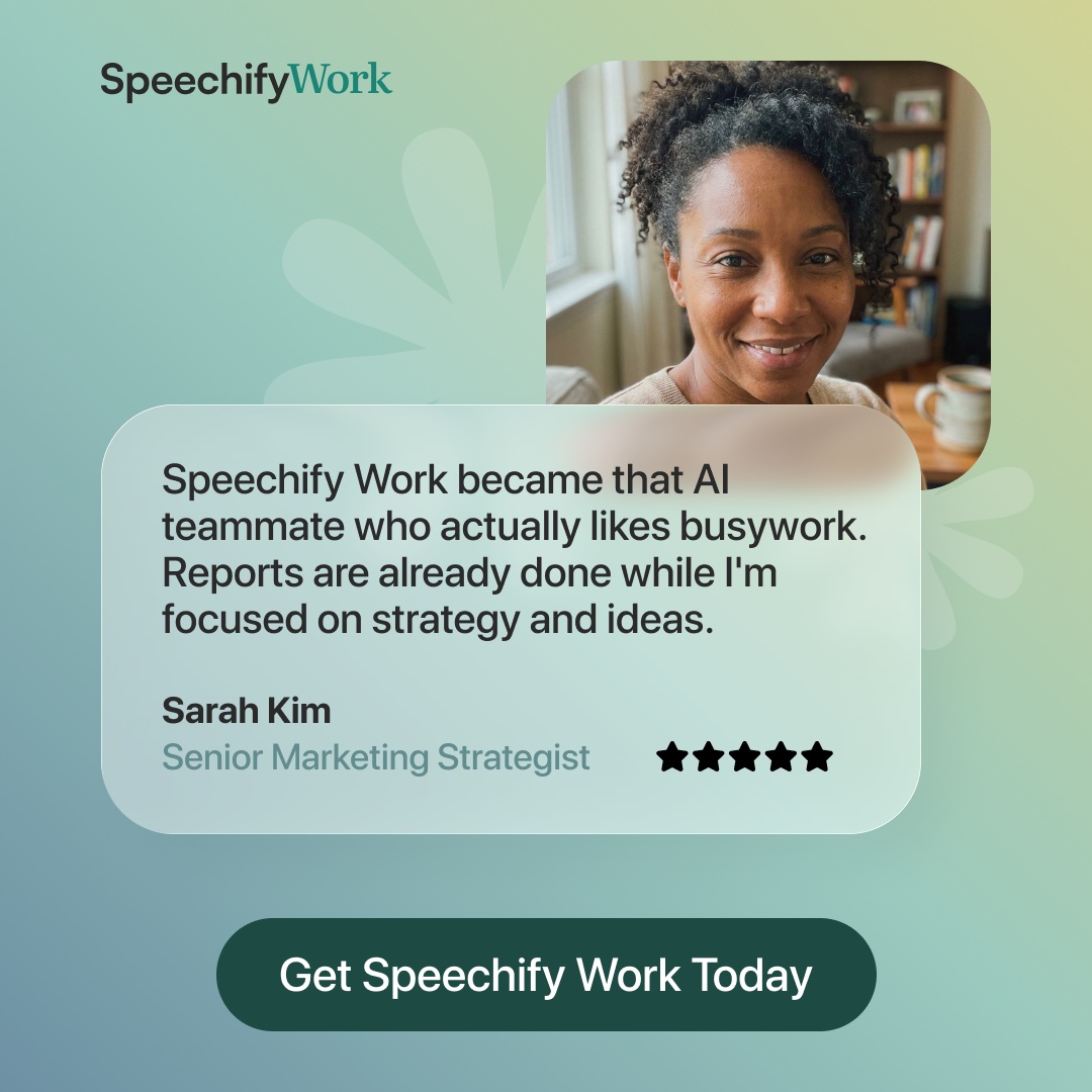 Speechify Work Facebook ad
