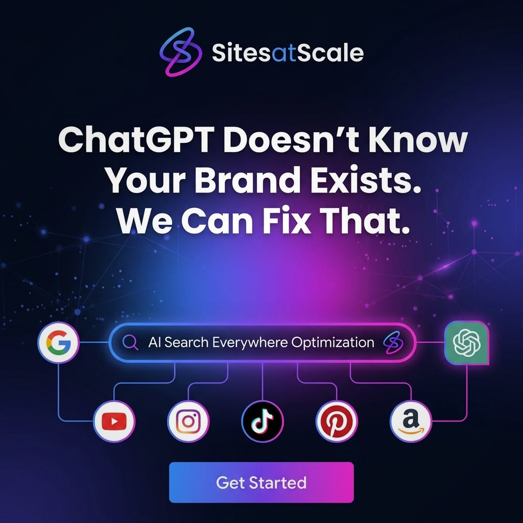 Sites At Scale Facebook ad: Get Found on Google and AI in 90 Days