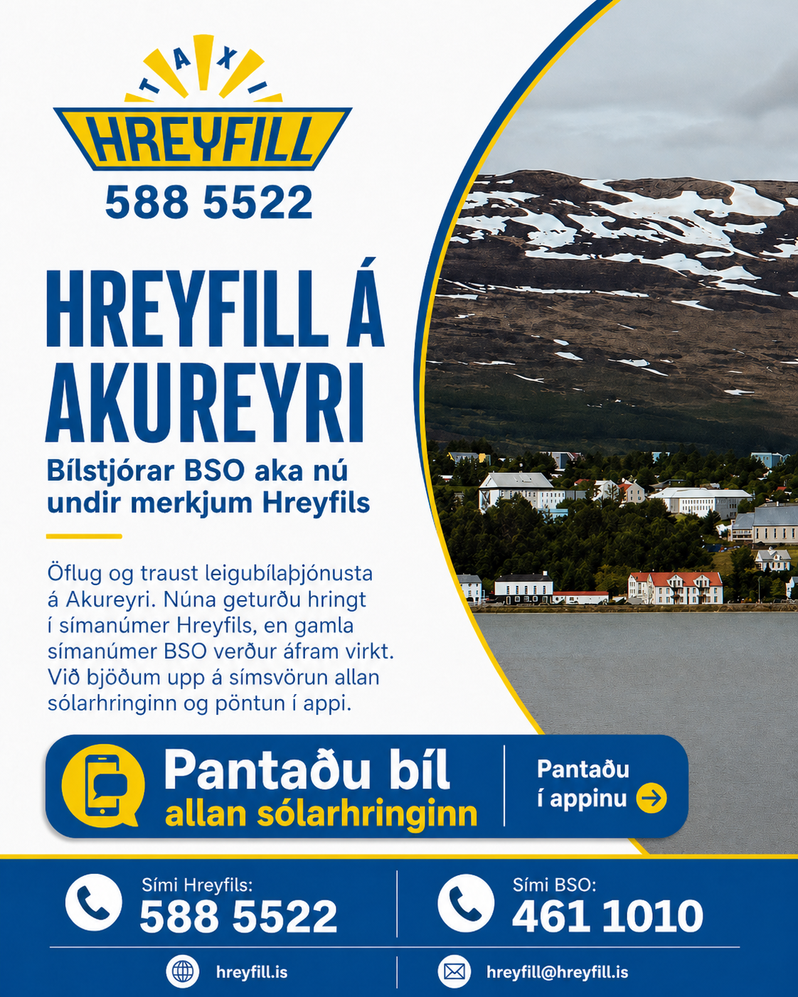 Hreyfill Taxi Facebook ad: Náðu þér í Hreyfils Appið - Hreyfill svf