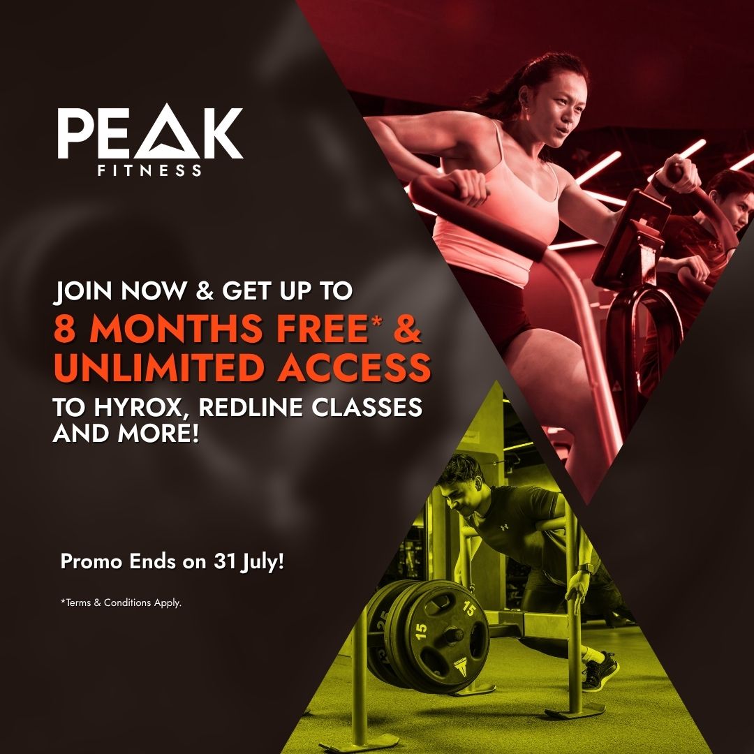 Peak Fitness Malaysia Facebook ad: Promo Ends 31 July: Up To 8 Months FREE!