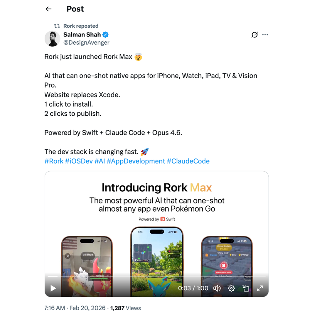Rork. Build native mobile apps, fast. Facebook ad