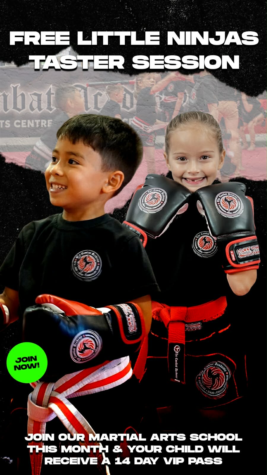 The Combat Academy Children’s Martial Arts Facebook ad from Mar 2, 2026