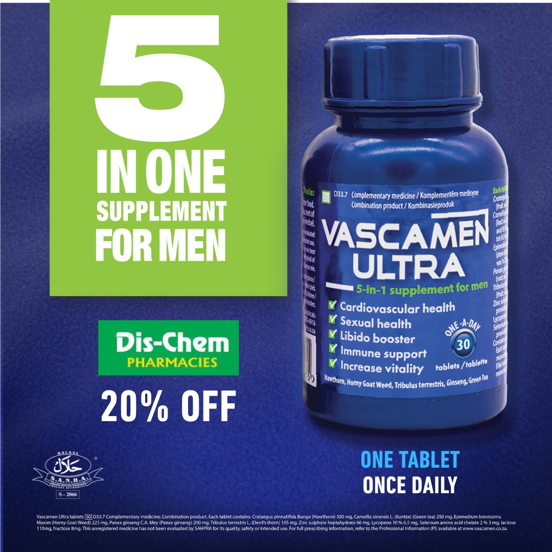 Vascamen Facebook ad: Shop Vascamen Ultra 30 Caps at Dis-Chem