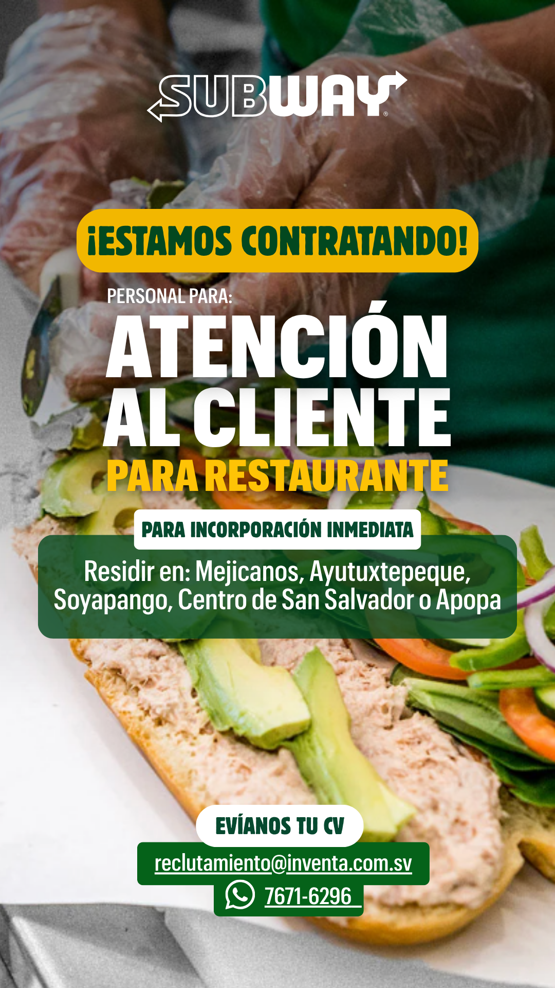Subway El Salvador Facebook ad from Jun 1, 2026