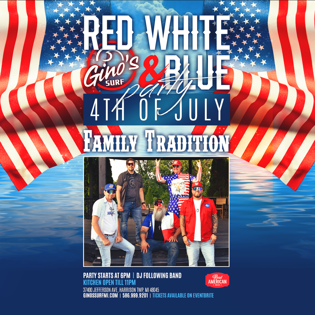 Gino's Surf Facebook ad: Get tickets to Red White & Blue at Gino's Surf NOW!