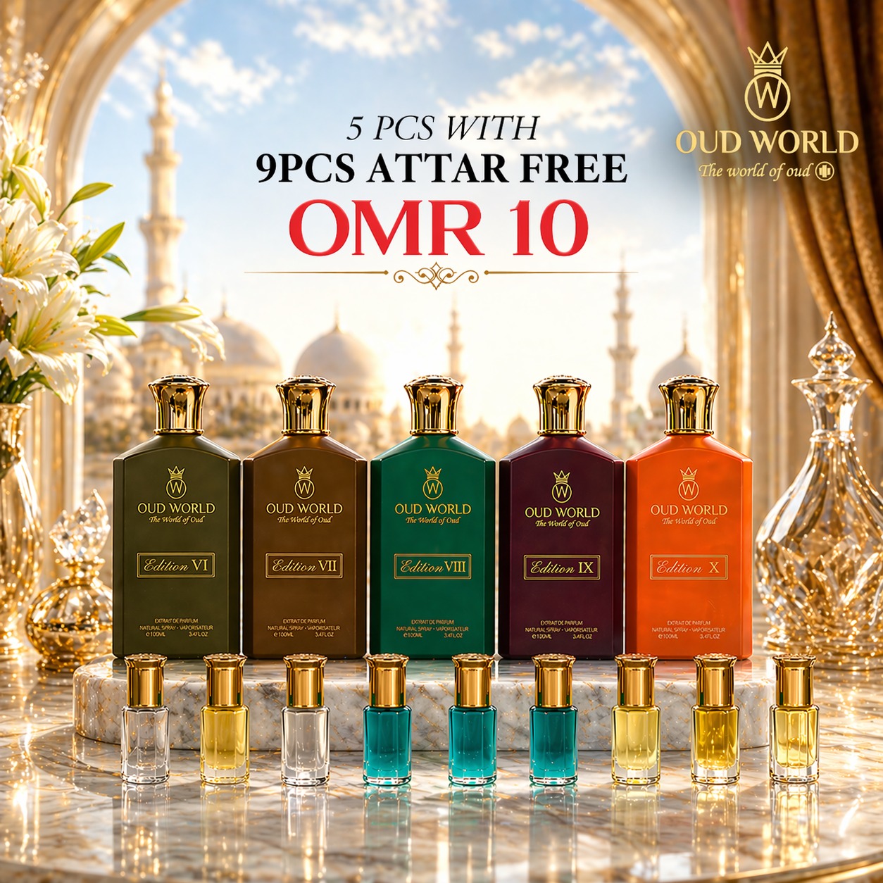 Oudworld Muscat, OMAN Facebook ad: Experience the world of premium fragrances and authentic…
