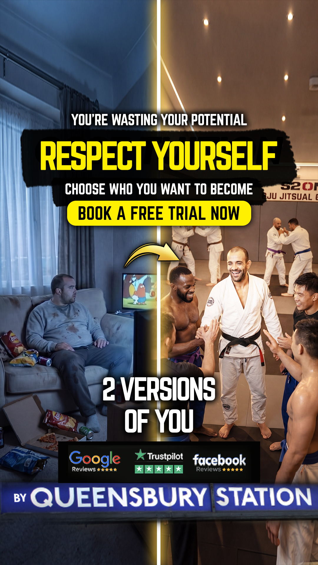 S2one Jiu Jitsu Academy Facebook ad: All MEN should lead their families and build confidence