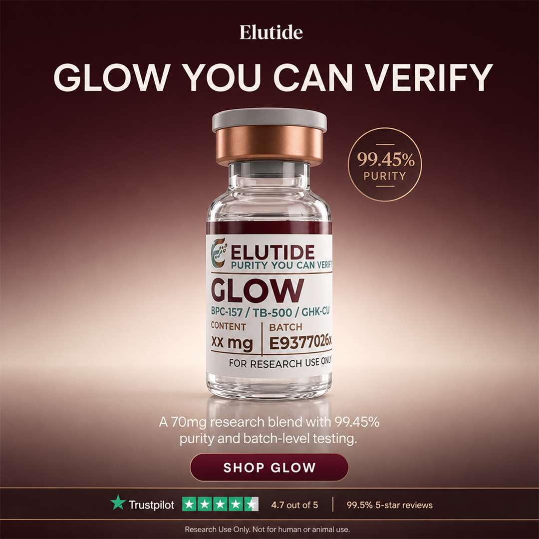Elutide - Purity You Can Verify Facebook ad: Research Peptides With 7-Point Lab Testing