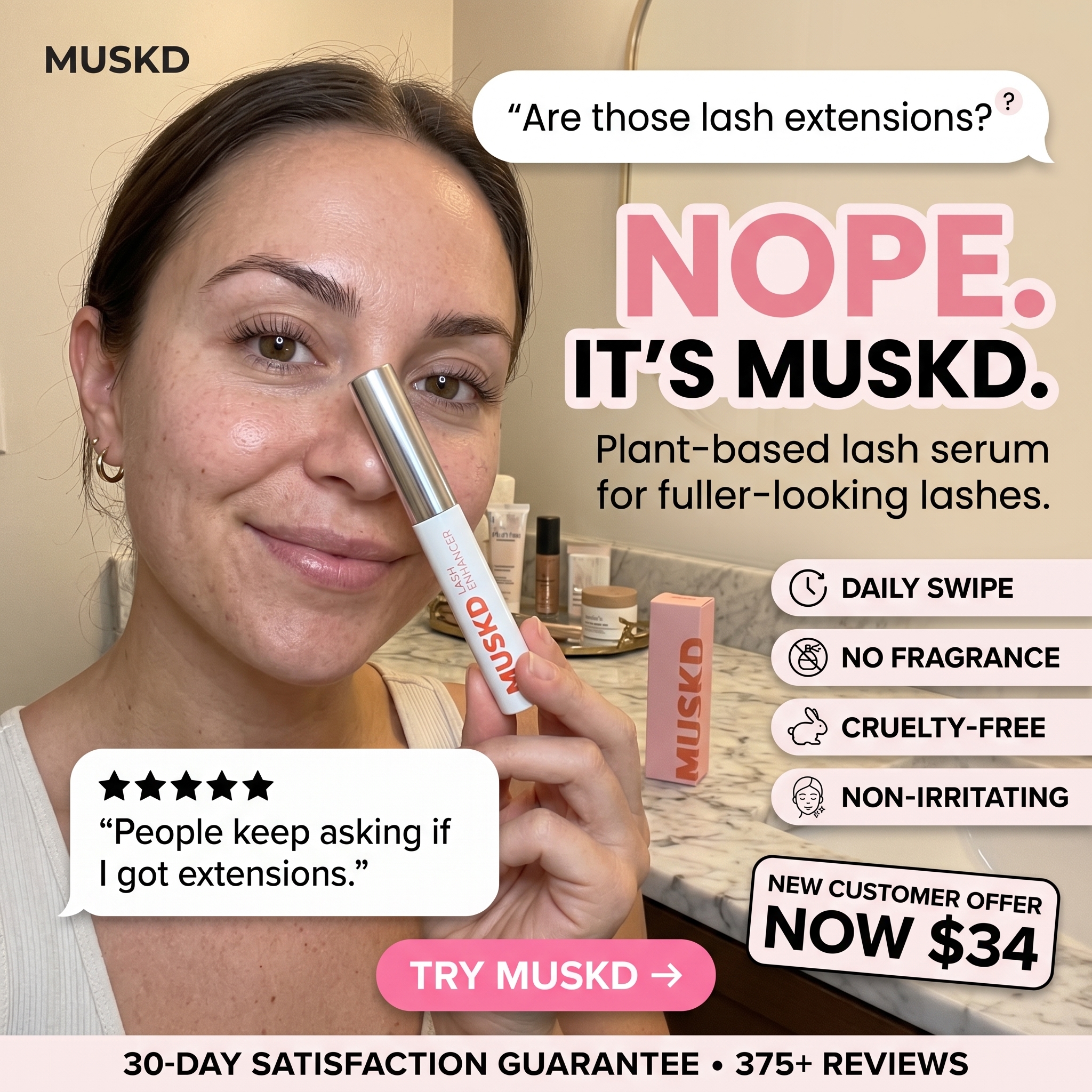 MUSKD Facebook ad: Real Lash Growth Without Extensions