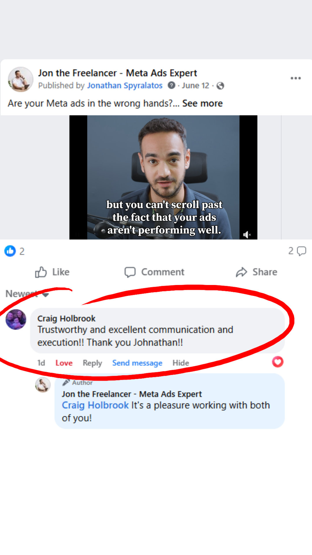 Jon the Freelancer - Meta Ads Expert Facebook ad