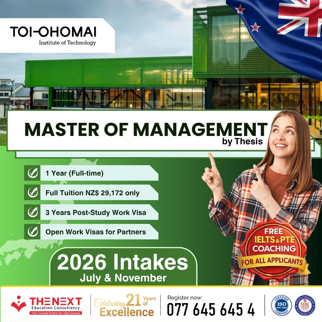The Next Education Consultancy -Colombo Facebook ad: Study Master of Management in New Zealand