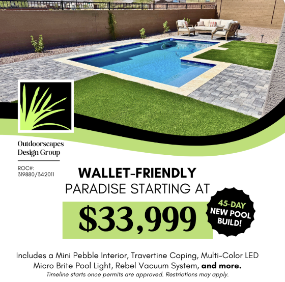 Outdoorscapes Design Facebook ad: Beat the heat and get ready for pool…