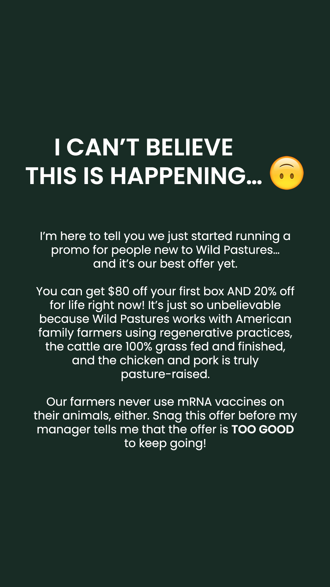 Wild Pastures Facebook ad