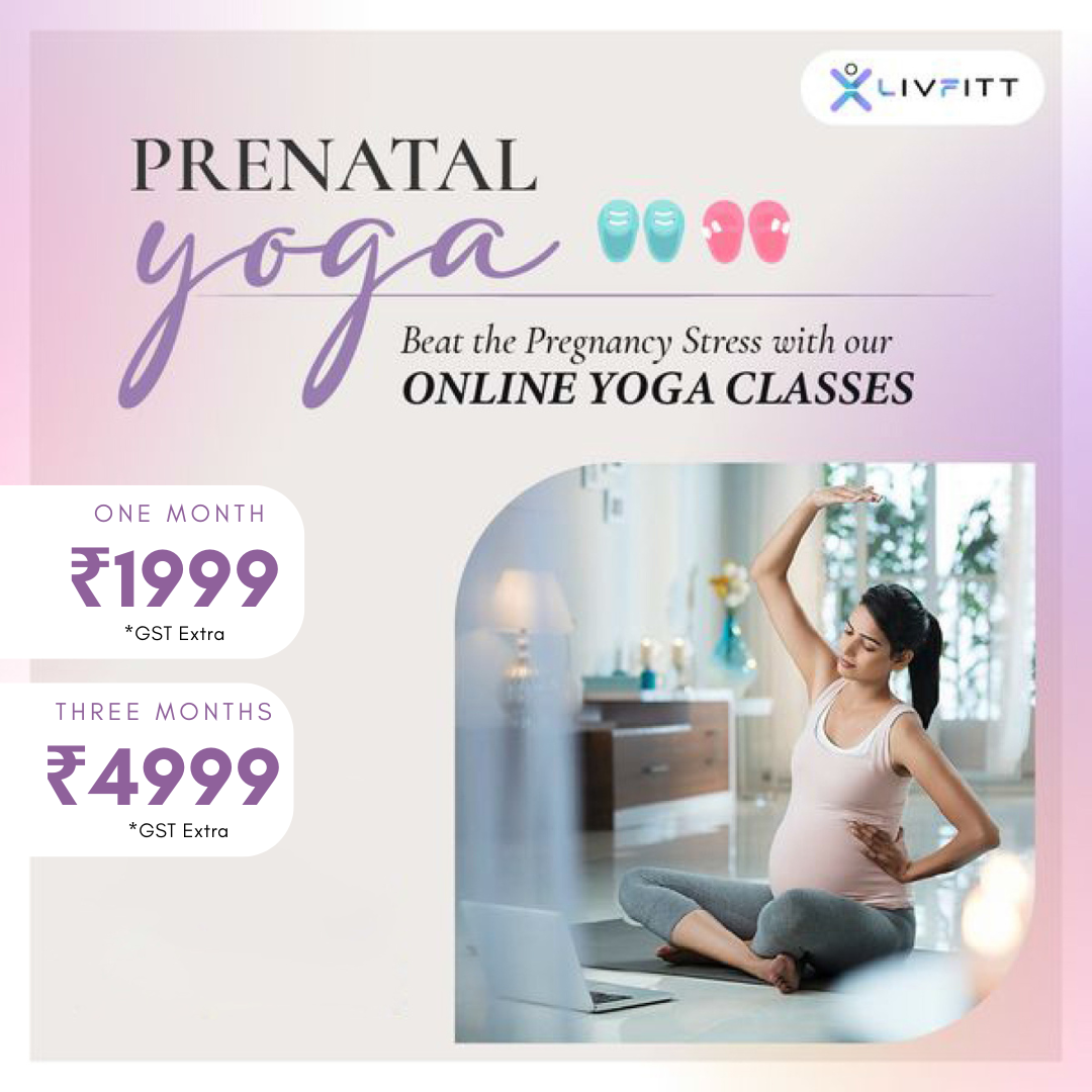 LivFitt Facebook ad: Elevate Your Pregnancy Journey with Online Prenatal Yoga!