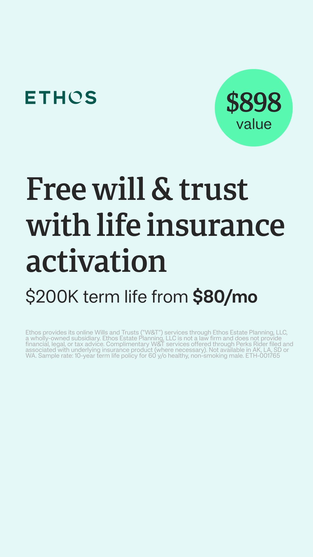 Ethos Facebook ad
