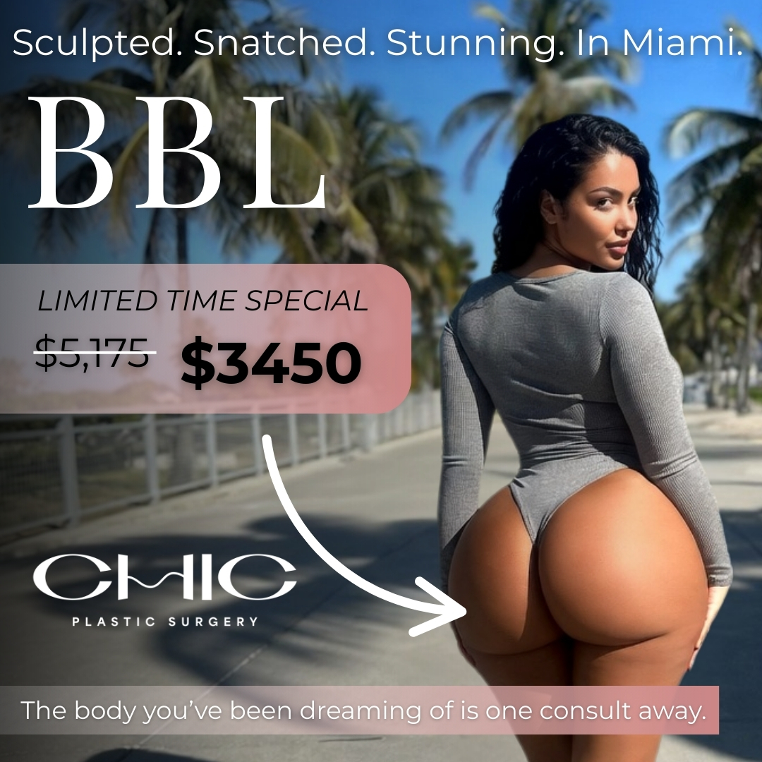 Chic Plastic Surgery Miami Facebook ad: Thinking about a tummy tuck, BBL, or Lipo…